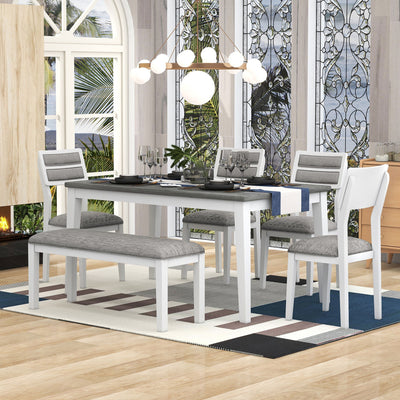TREXM Classic 6-Piece Dining Set - White & Gray