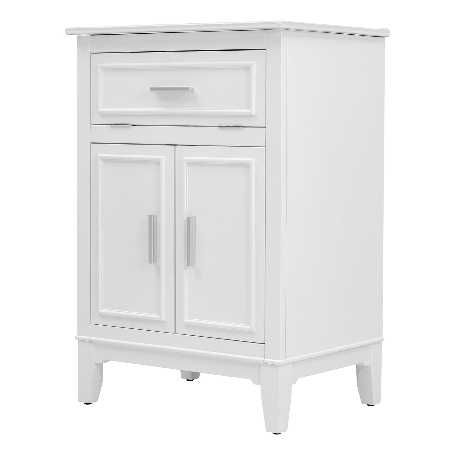 24" Bathroom Vanity with Sink, Bathroom Vanity Cabinet with One Flip Drawer and Doors, Solid Wood and MDF, White - Korvel