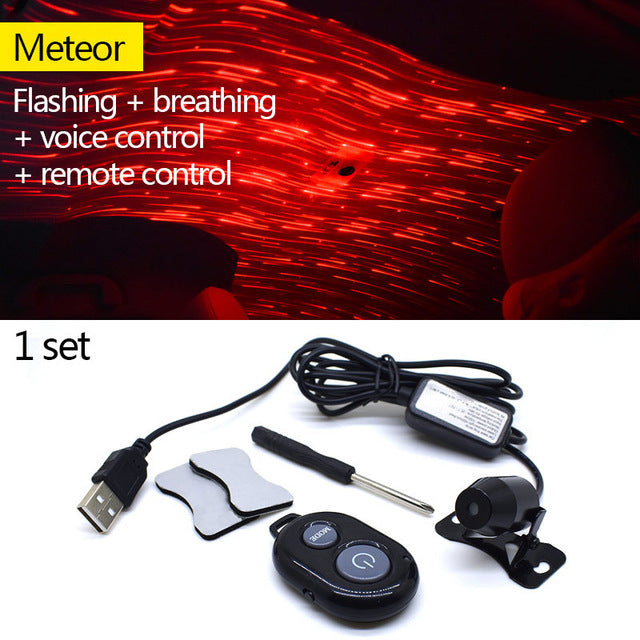 Light Projector Car Decoration Light USB LED Starry Sky Star DJ RGB Laser Projector Music Sound Remote Control Auto Car Styling - Korvel