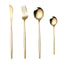 Portuguese Stainless Steel Knife Fork Spoon Golden Steak Knife Fork Set Four-Piece Tableware Set - Korvel