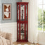 Corner Curio cabinet with illuminated glass display stand and tempered glass door, with adjustable bracket and light bulb - Korvel