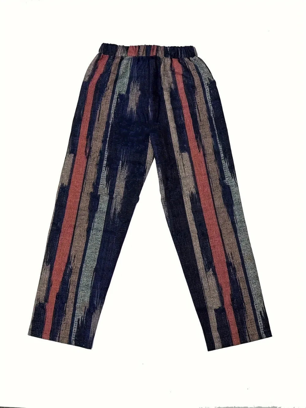 Elegant Striped Pocketed Elastic Waist Pants
