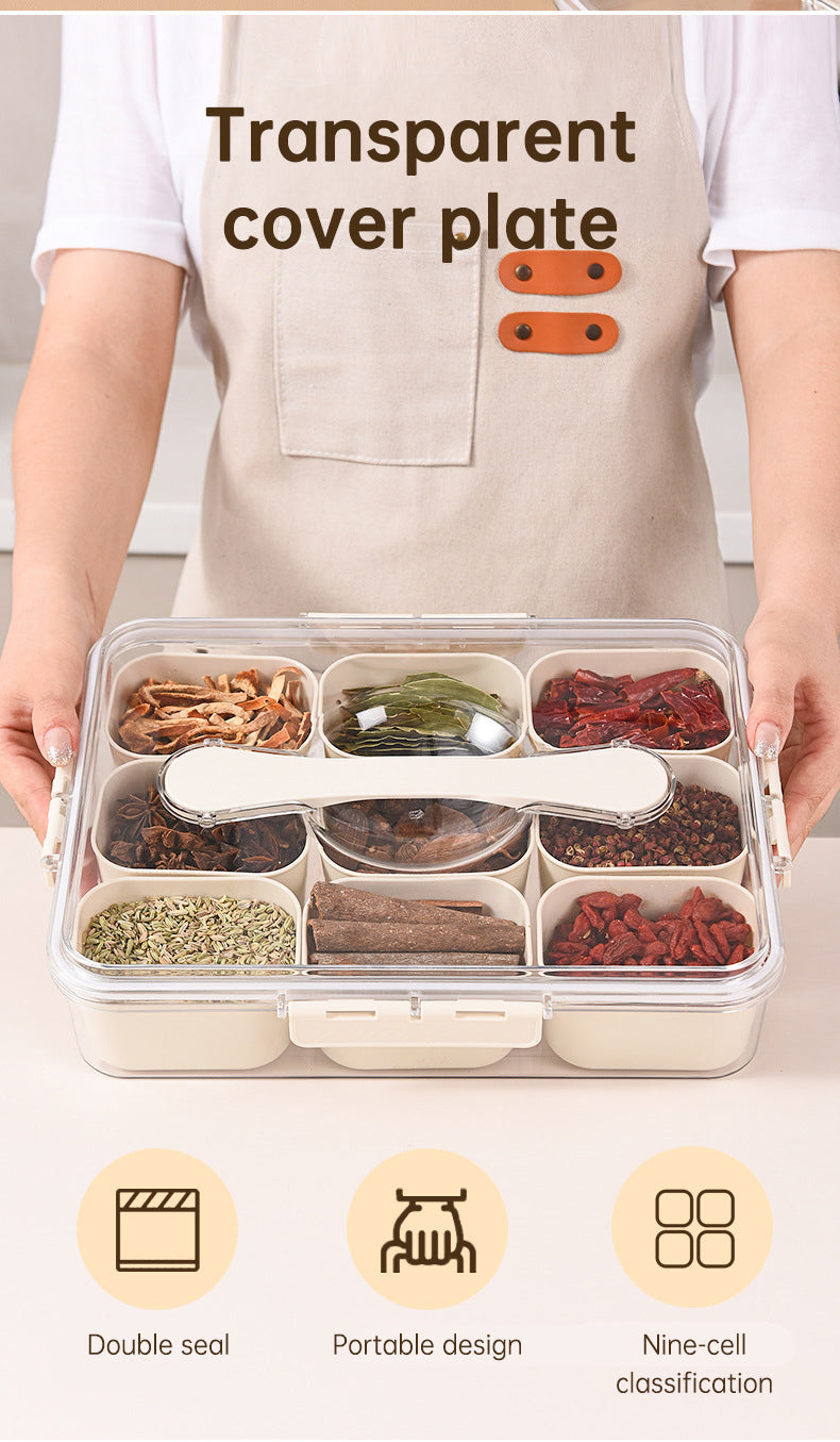 Design Sealed Snackle Storage Box With 9pcs Divider Plastic Divided Veggie Tray With Lid And Handle - Korvel