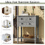 TREXM Narrow Console Desk, Thin Sofa Table with Three Storage Drawers and Living Room Bottom Shelves (Grey Washed) - Korvel