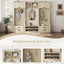 Four in one detachable hall tree with drawers and cabinets, 7 hooks, multifunctional corridor hangers, antique beige shoe stools - Korvel