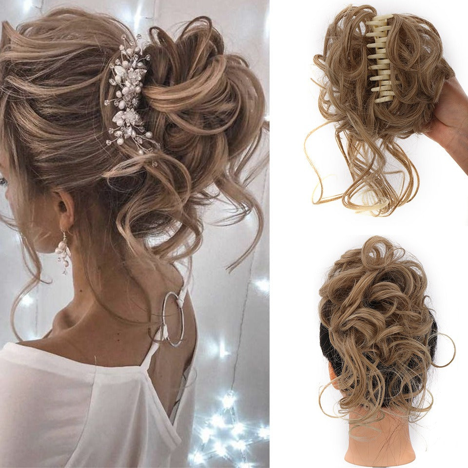 Synthetic Messy Curly Claw Hair Bun Chignon Hair Extensions Scrunchy Fake False Hair With Tail for Women Hairpieces - Korvel