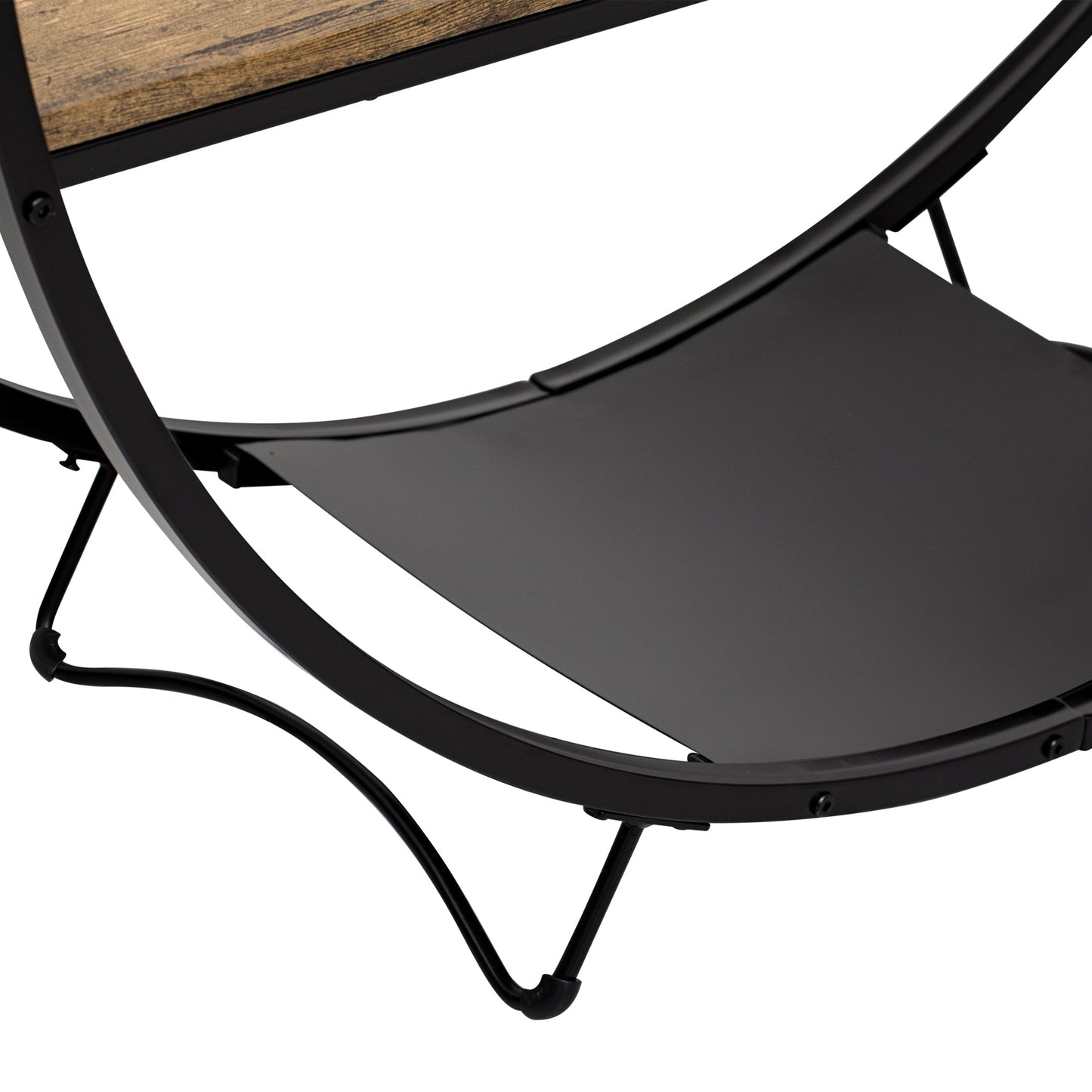 TREXM Rustic Industrial Design Demilune Shape Textured Metal Distressed Wood Console Table (Distressed Brown) - Korvel
