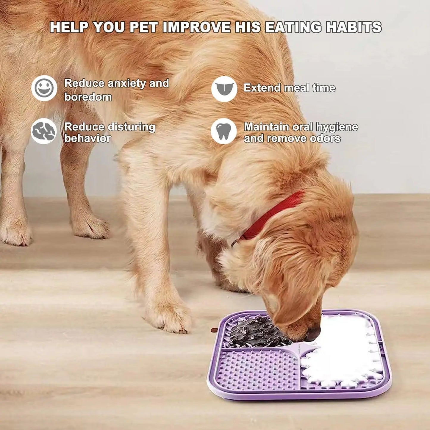 Pet Licking Mat Silicone Pet Food Suction Cup Licking Mat Slow Feeding Mat Anti-choking Slow Food Basin - Korvel