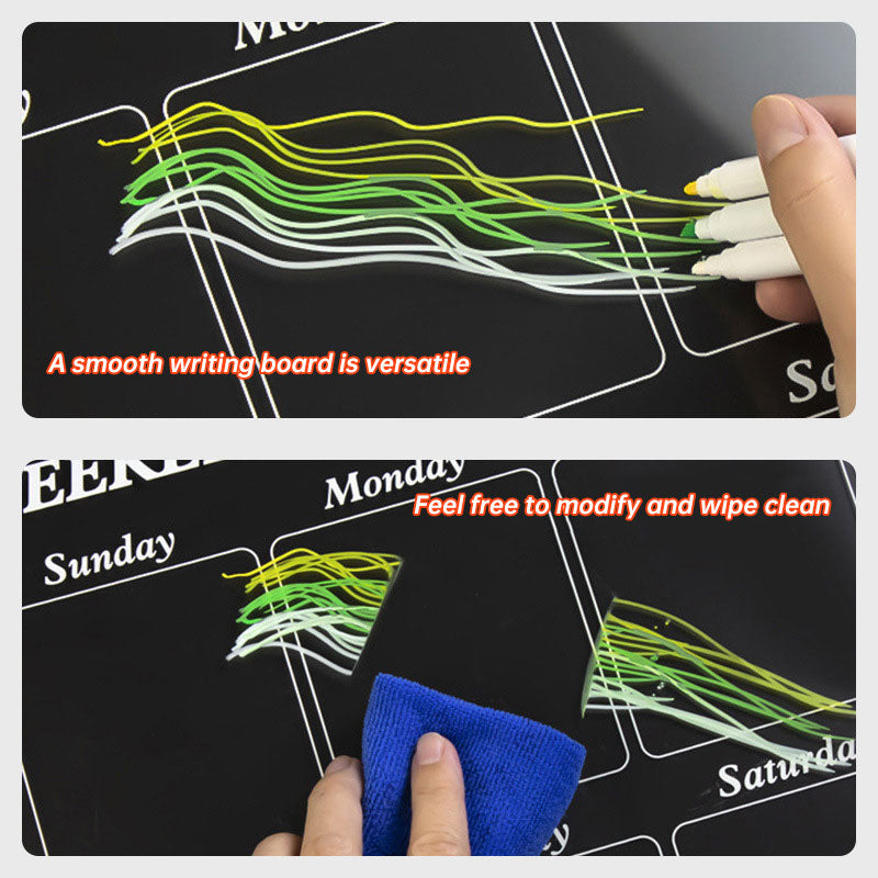 Acrylic message board magnetic refrigerator sticker household erasable calendar transparent note display board - Korvel