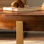 33.86"Modern Retro Splicing Round Coffee Table Fir Wood Table Top with Gold Cross Legs Base(Same SKU:W757126236) - Korvel