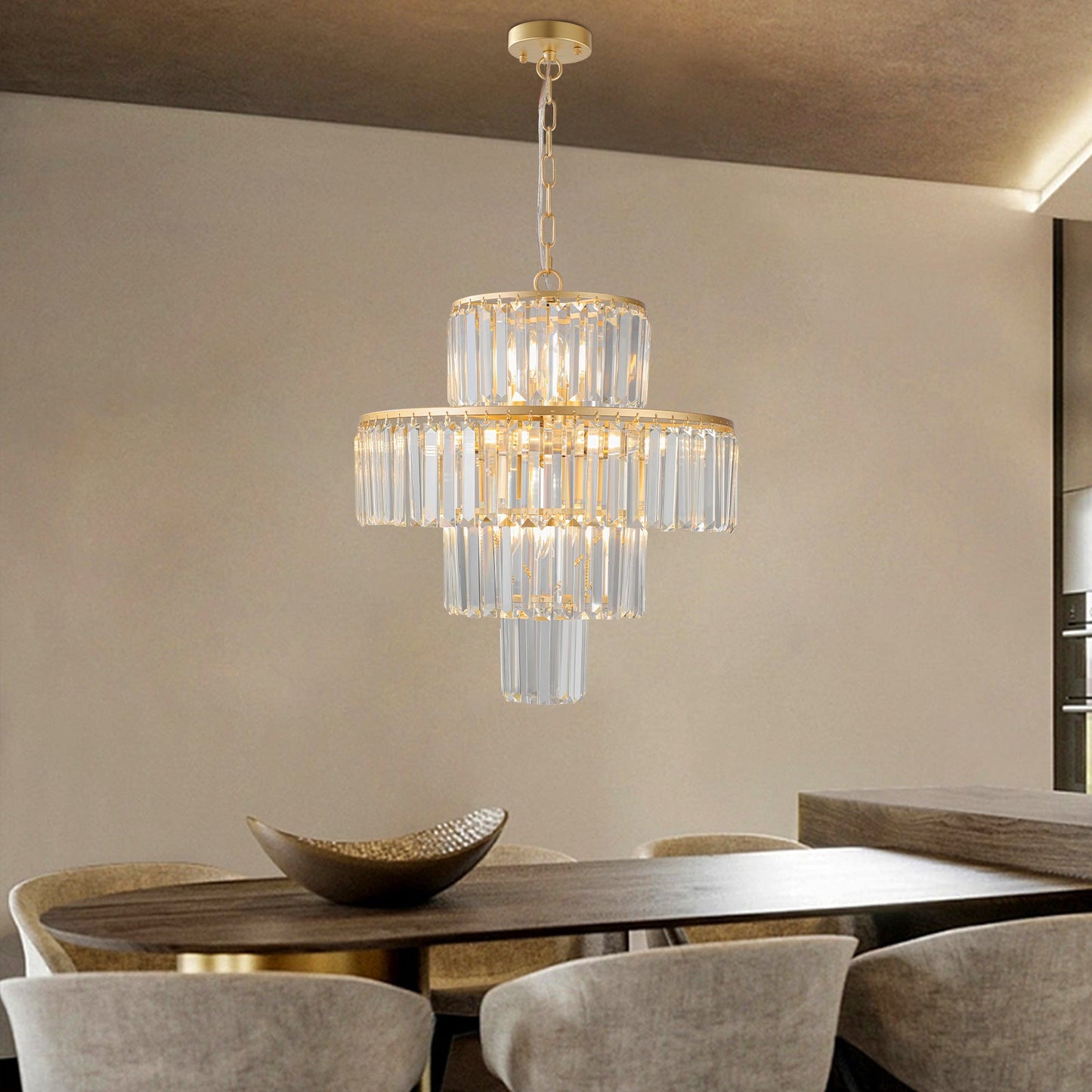 Luxury Crystal Chandelier Modern Chandeliers Lights Fixture Hanging Pendant Light Fixture Dia 19.7 Inch - Korvel