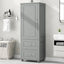 Tall Bathroom Storage Cabinet, Freestanding Storage Cabinet with Two Drawers and Adjustable Shelf, MDF Board , Grey - Korvel