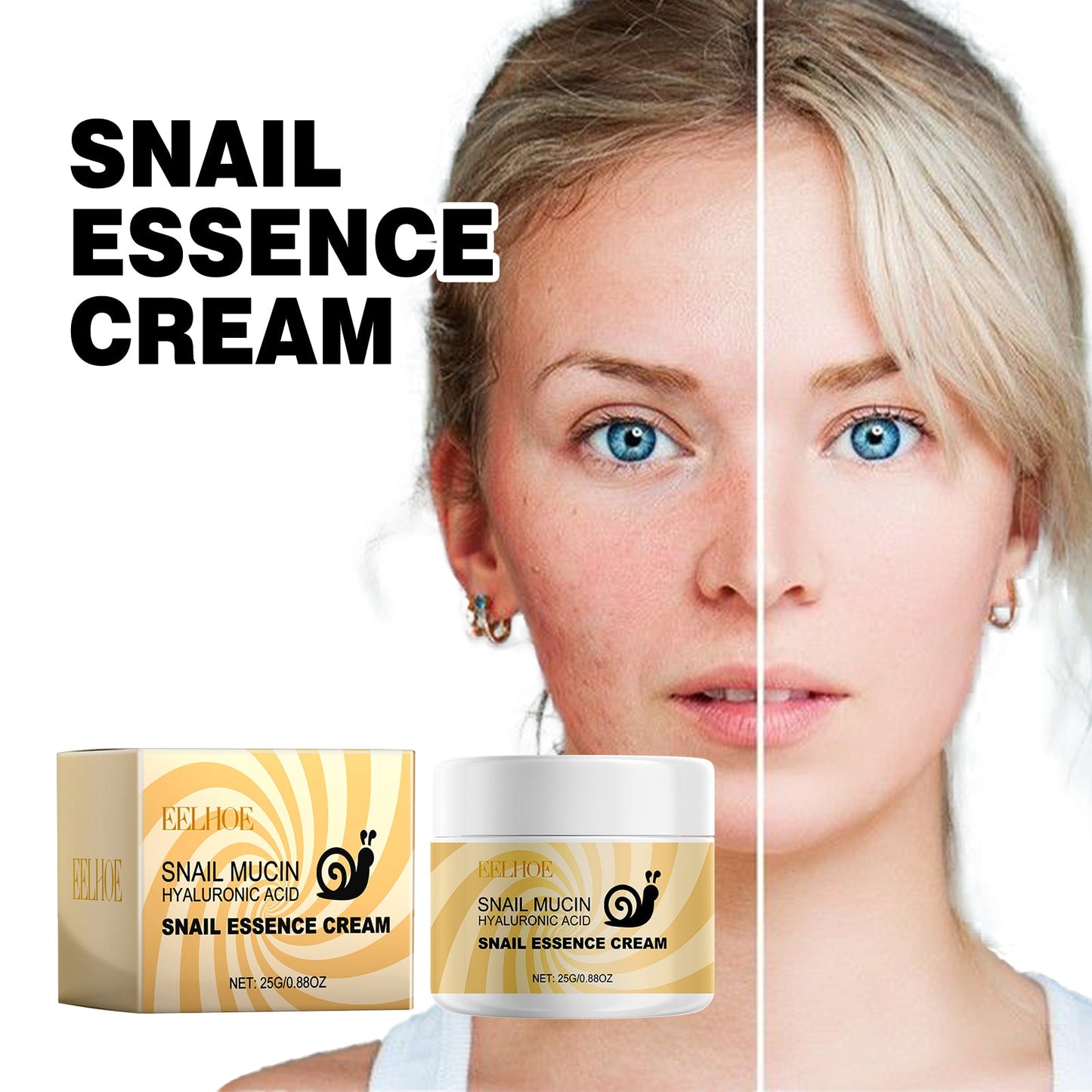 Snail Essence Cream, Lighten Fine Lines Hydrating Moisturizing Whitening Skin Protein Repair Cream - Korvel