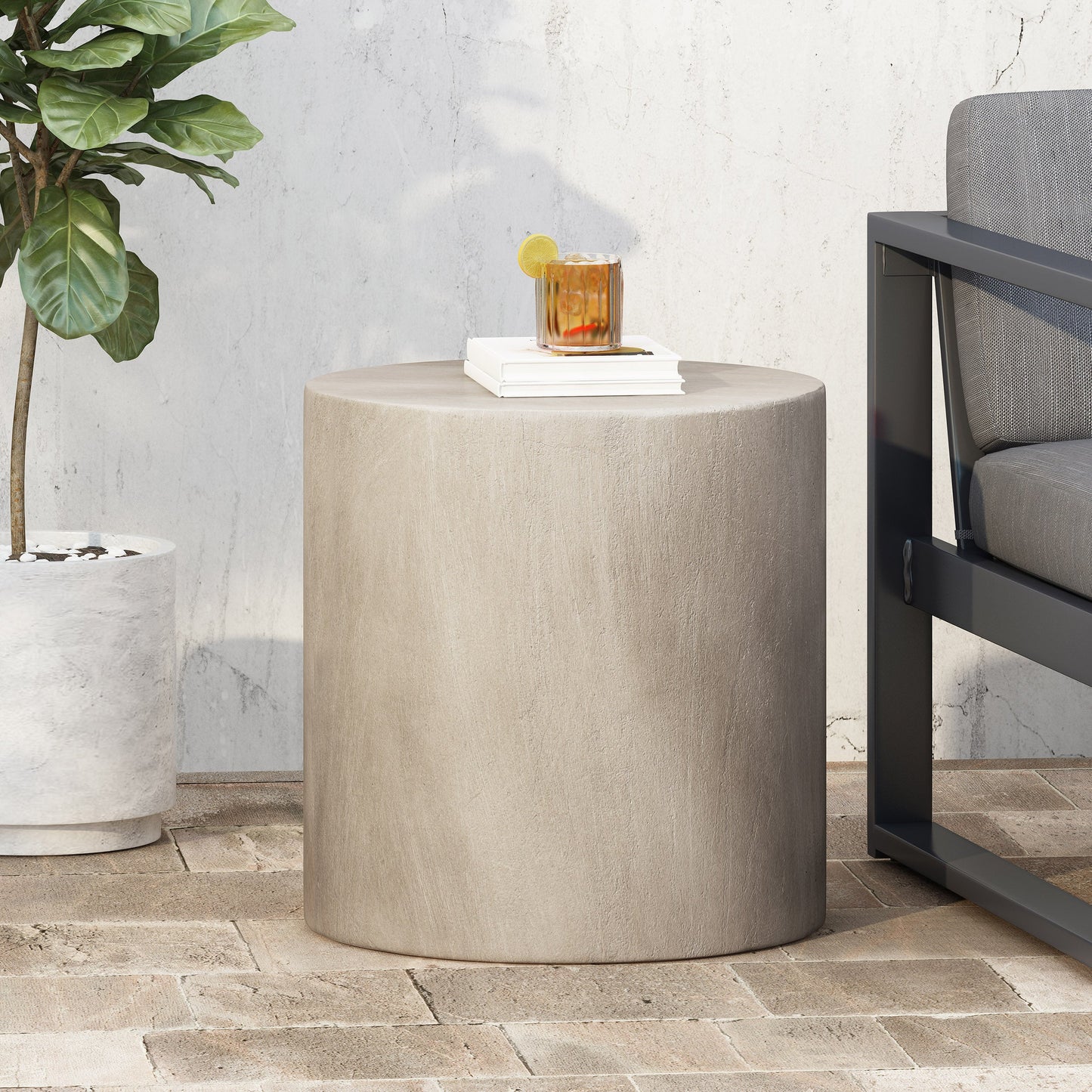 Light Gray Concrete Side Table