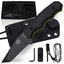 Wakizashi Tactical Neck Knife Gift Set for Outdoor Enthusiasts (Black Blade with Green Accents) - Korvel
