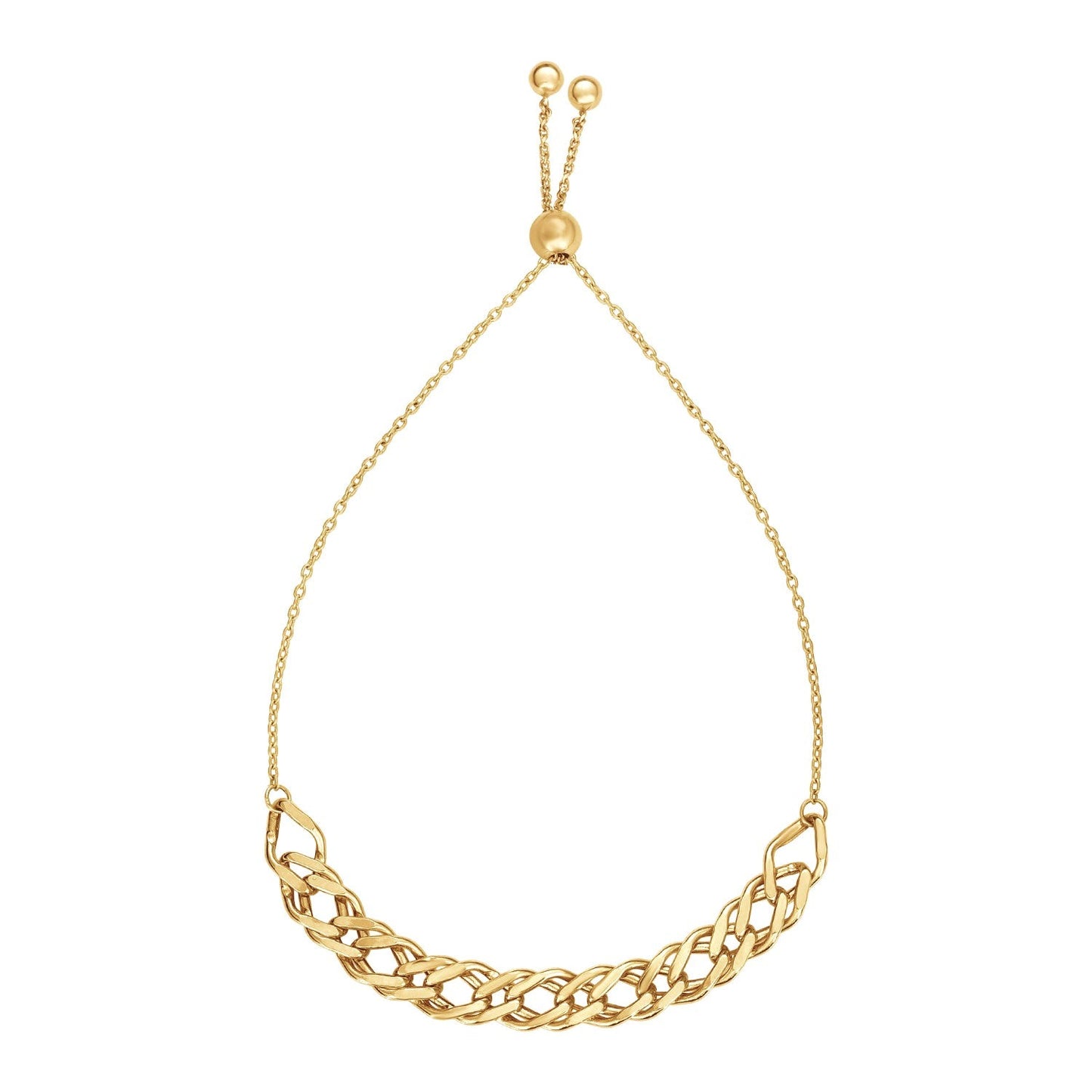 Pulsera de Cadena Ajustable de Oro Amarillo de 14k