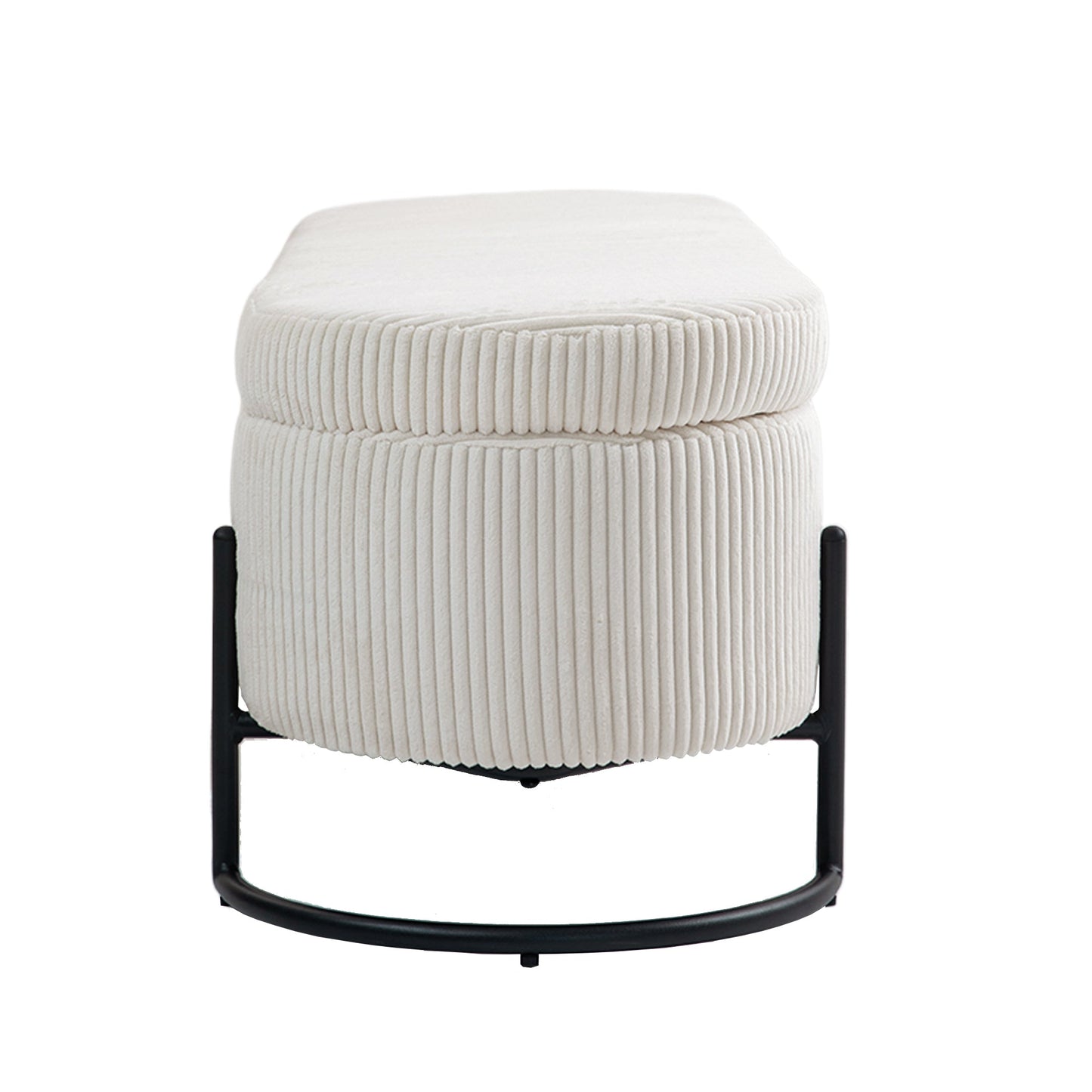 COOLMOR storage Ottoman chair with safety hinge and soft cushion fabric storage Ottoman stool (beige) - Korvel