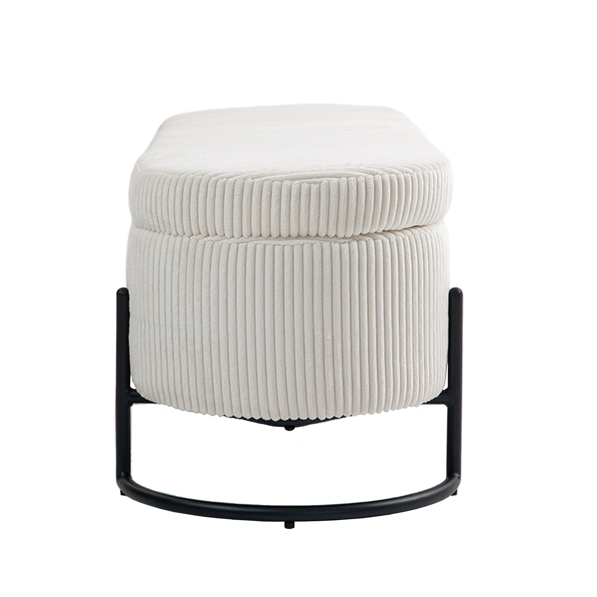 COOLMOR storage Ottoman chair with safety hinge and soft cushion fabric storage Ottoman stool (beige) - Korvel