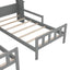 Double Twin Size Platform Bed with House-shaped Headboard and a Built-in Nightstand  Grey - Korvel