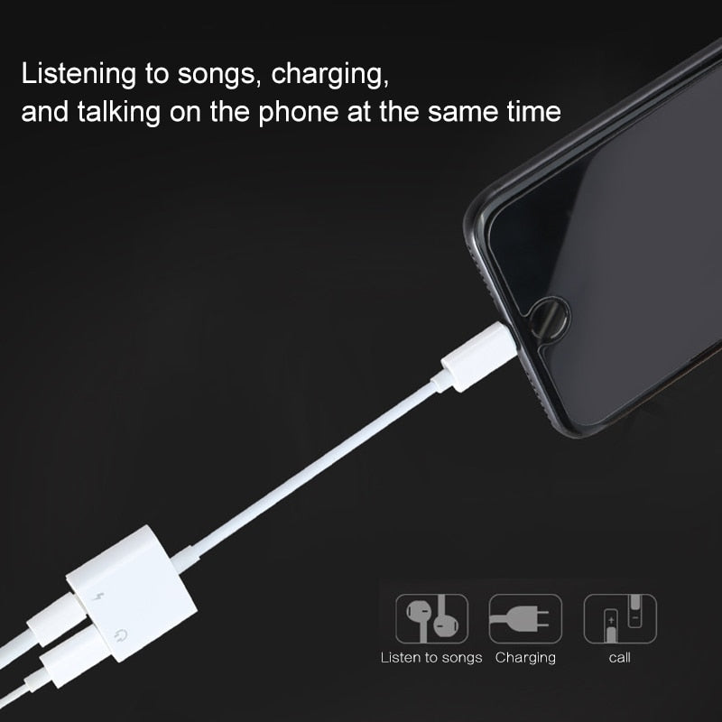 udio Adapter Charger Cable For iPhone X 8 Dual Headphone Aux cable for Lightning Converter For iPhone 10 Charging Splitter - Korvel