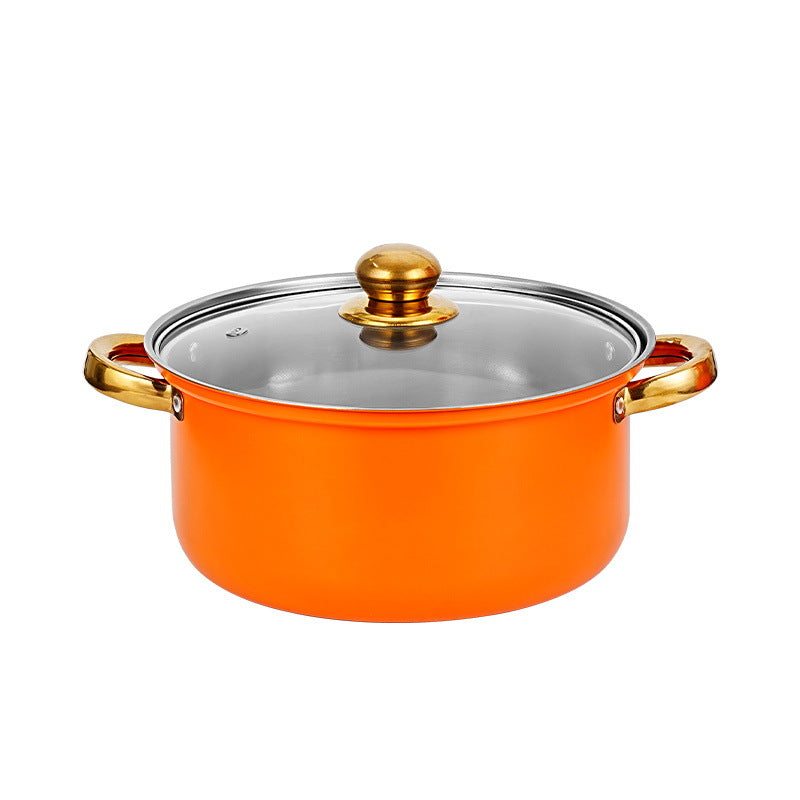 12-Piece Wine Red Non-Stick Stainless Steel Soup Pot Set