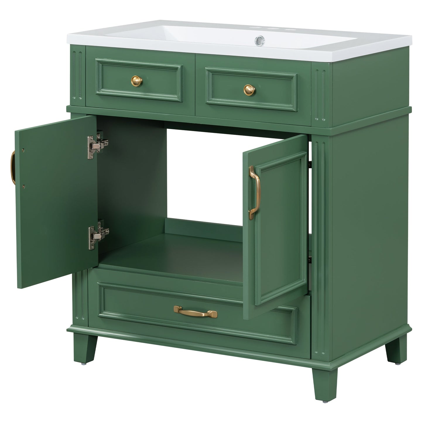 30 inch uncovered bathroom vanity with soft closed door, limited to solid wood frame bathroom storage cabinet green - Korvel