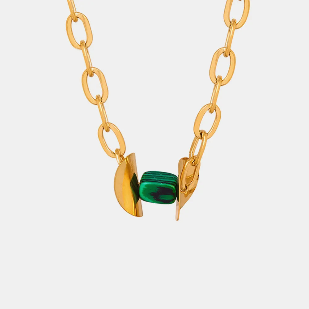 Natural Stone Pendant Titanium Steel Necklace - Korvel
