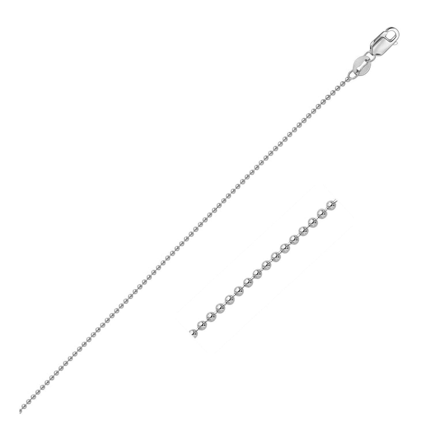 Chaîne à perles en or blanc 14 carats - Élégance de 1,0 mm