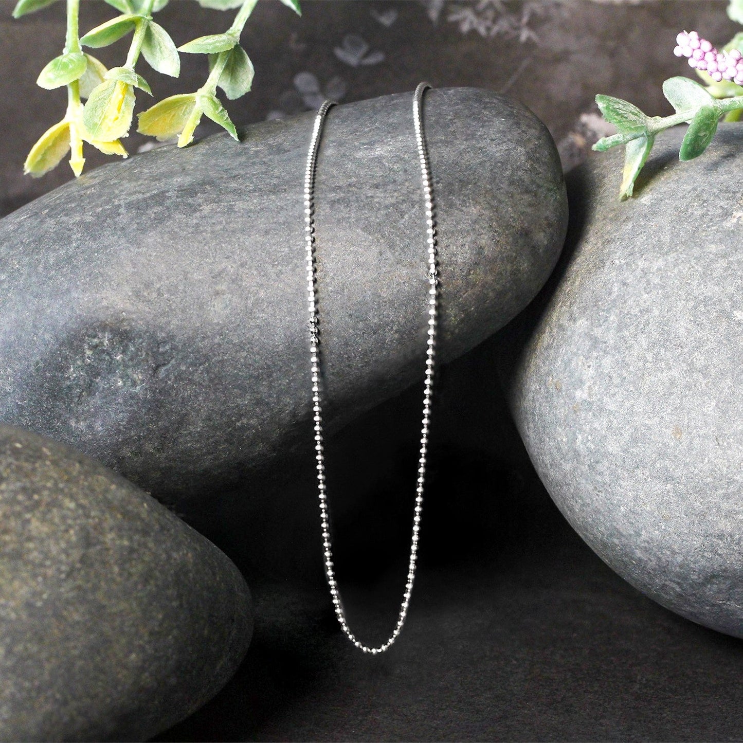 Chaîne à perles en or blanc 14 carats - Élégance de 1,0 mm