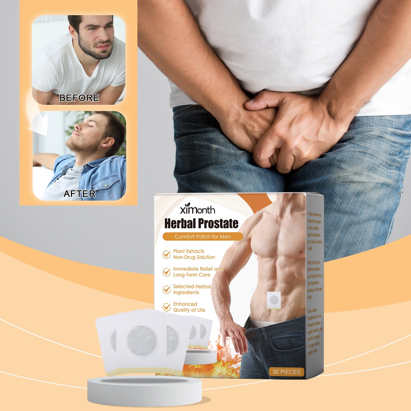 Herbal Prostate Comfort Patch For Men, Prostate Care Patch Soothes Men's Pelvic Area Discomfort And Improves Health And Comfort - Korvel