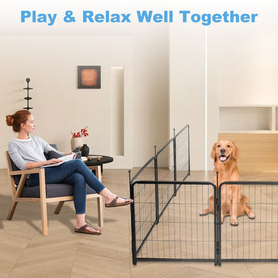 16 Panels Dog Playpen for outdoor,yard,camping,24"Height dog fence with 2 doors. - Korvel
