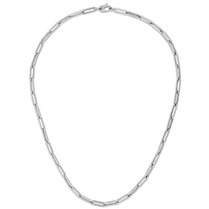 Cadena de papel clip audaz de oro blanco de 14k - 4.2 mm