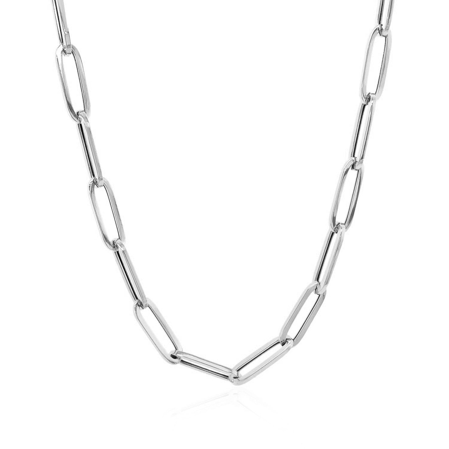 Cadena de papel clip audaz de oro blanco de 14k - 4.2 mm