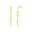 Boucles d'oreilles en chaîne en papier clip en or jaune 14k avec perles