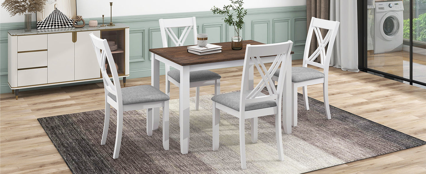 Ensemble de salle à manger rustique minimaliste en bois TOPMAX 5 pièces