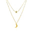 14k Yellow Gold Double-Strand Chain Necklace with Moon and Star
