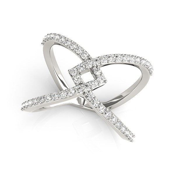 14k White Gold Entwined Design Diamond Engagement Ring