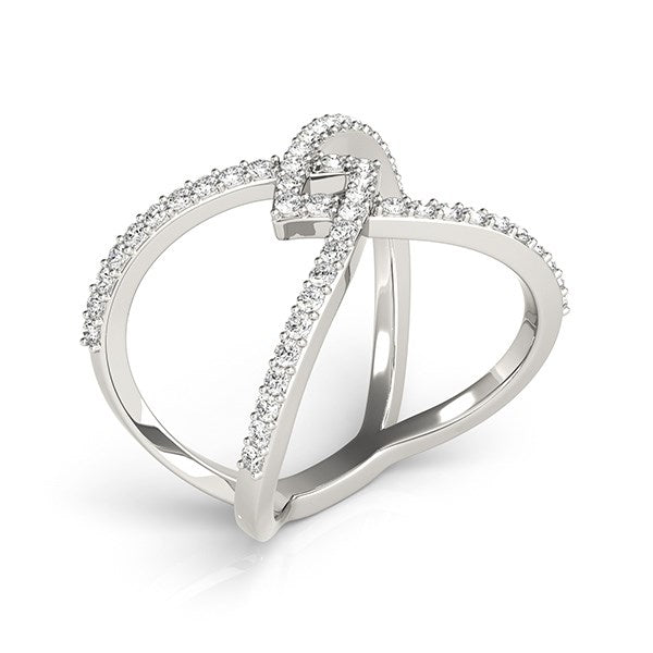 14k White Gold Entwined Design Diamond Engagement Ring