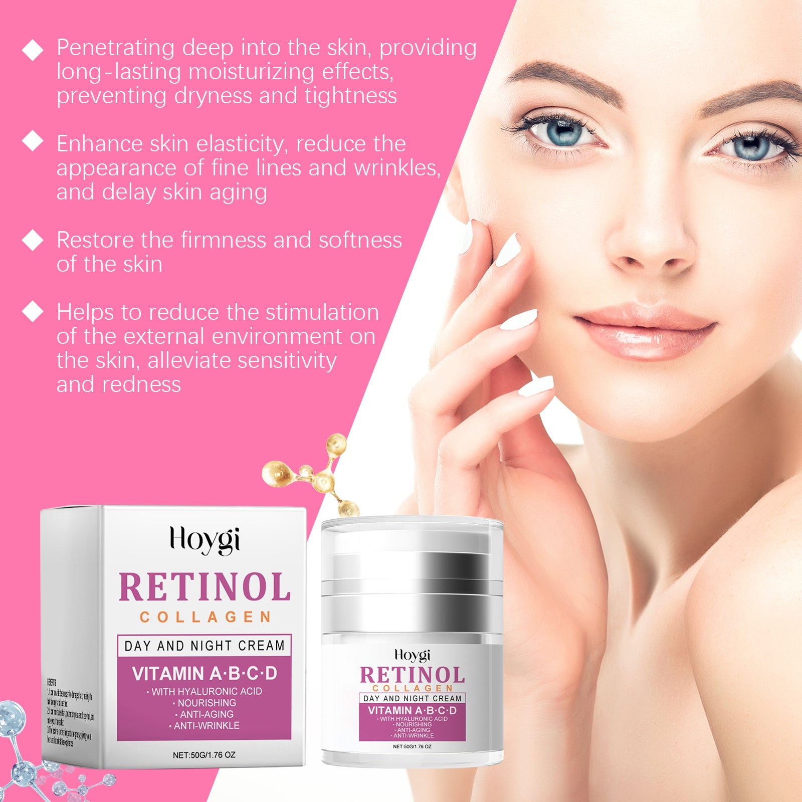 Collagen Cream Hydrating Facial Treatment Reduces Fine Lines, Brightens Skin Tone And Moisturizes Skin - Korvel