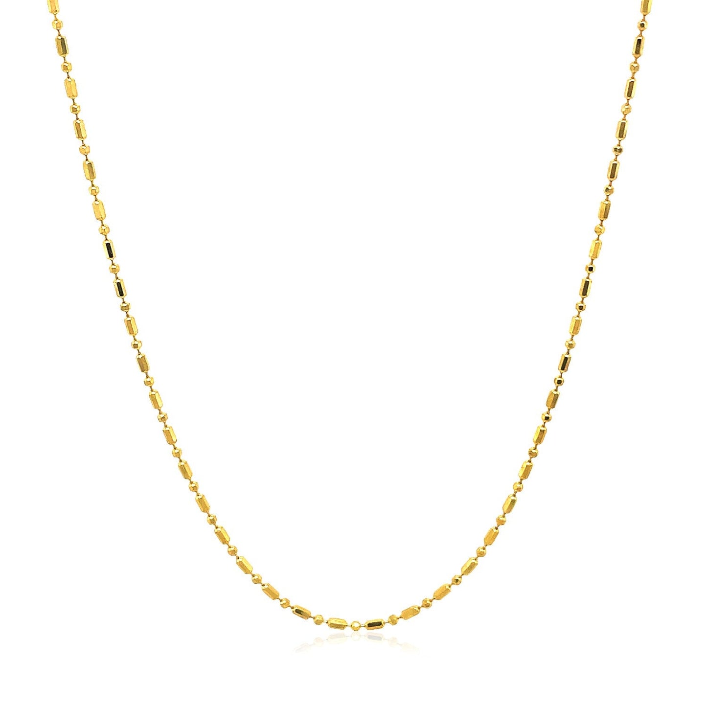 Cadena de cuentas cortadas con diamante de oro amarillo de 14k - 1.0mm