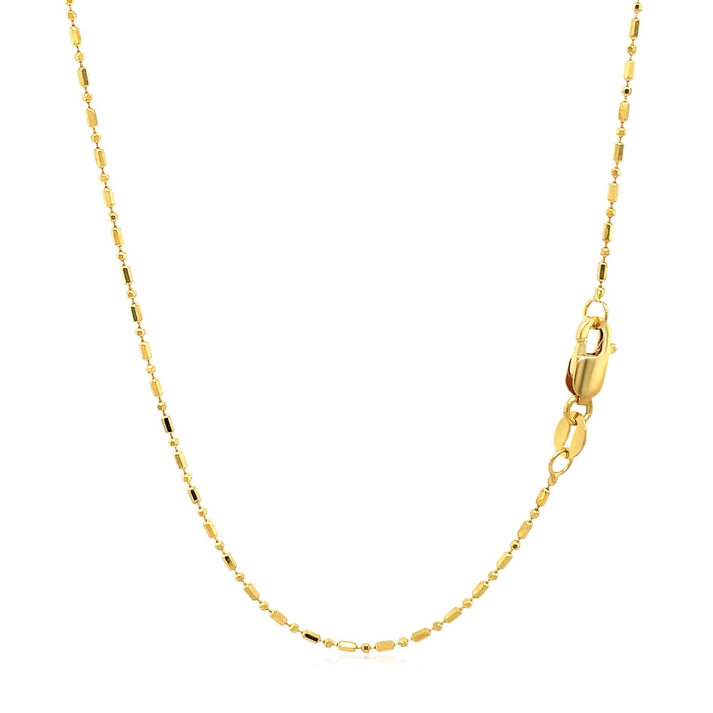 Cadena de cuentas cortadas con diamante de oro amarillo de 14k - 1.0mm