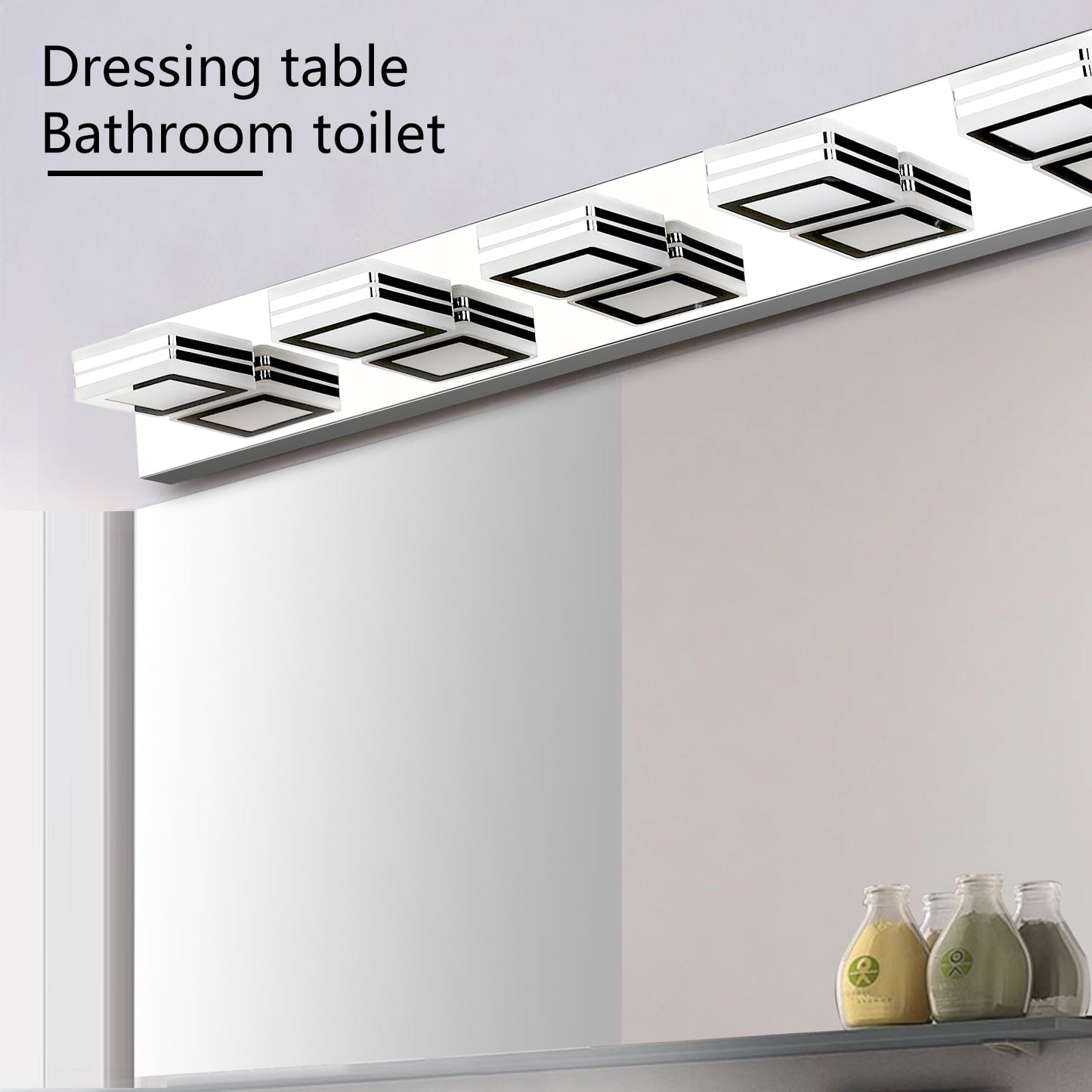 Luz de Maquillaje Moderna LED en Cromo con 5 Accesorios de Acrílico