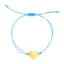 Pulsera Ajustable de Corazón de Oro de 14k con Cordón Azul
