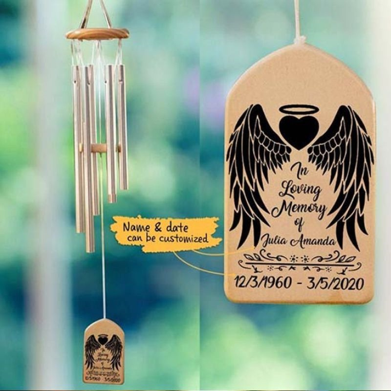 Family Pet Cat and Dog Commemorative Wind Chime Decorative Pendant Text DIY - Korvel