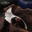 GLSEEVO Ginkgo Biloba Leaf Brooch - 925 Sterling Silver with Garnet