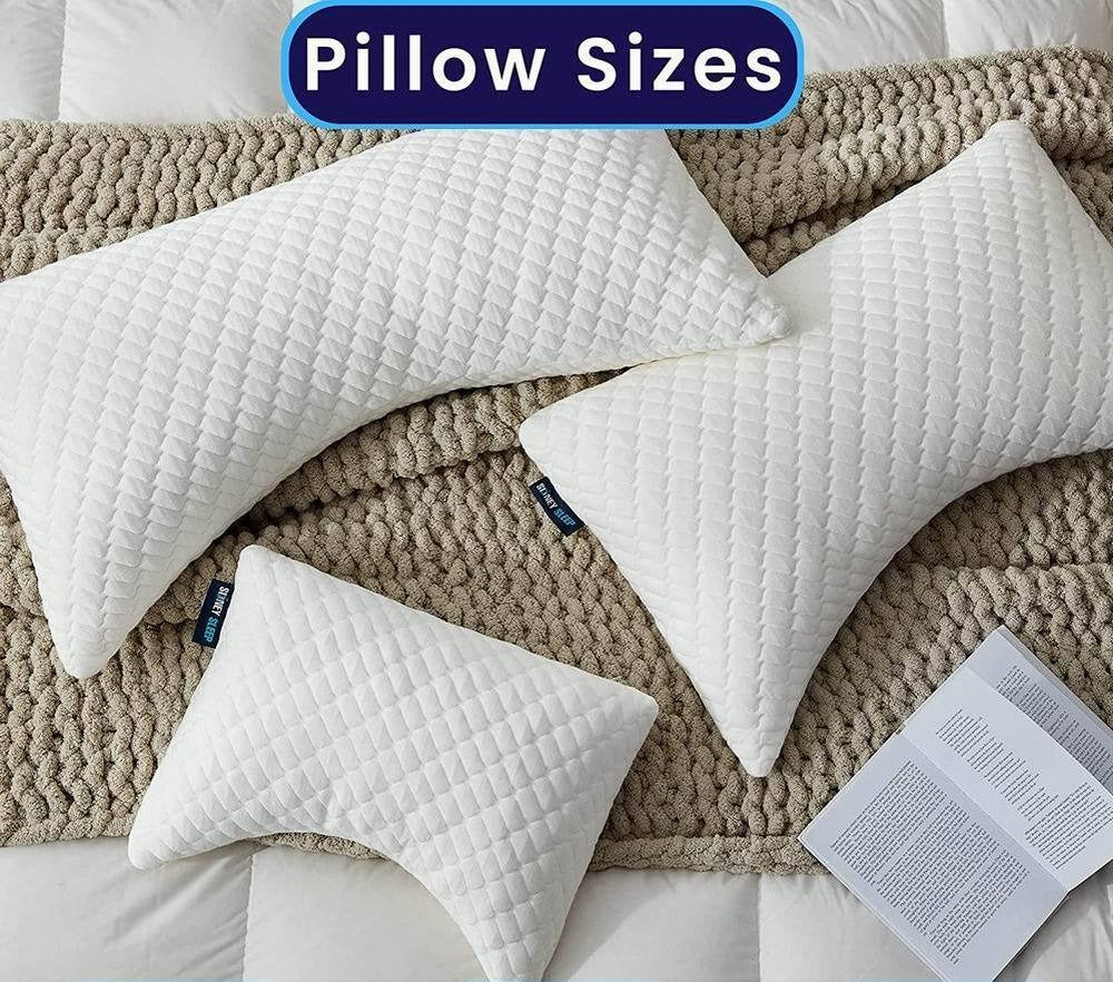 Shredded Memory Foam Bed Pillows for Sleeping, with Washable Removable Bamboo Cooling Sleep Pillow for Back and Side Sleeper - Korvel