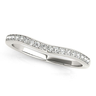 14k White Gold Channel Curved Diamond Wedding Band