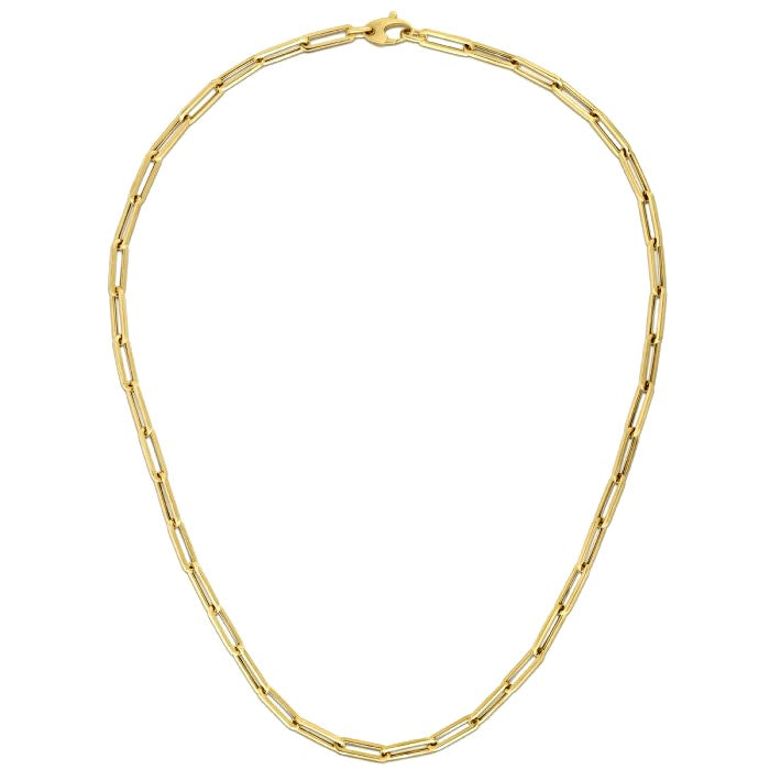 Collar de cadena de papel clip audaz de oro amarillo de 14 quilates