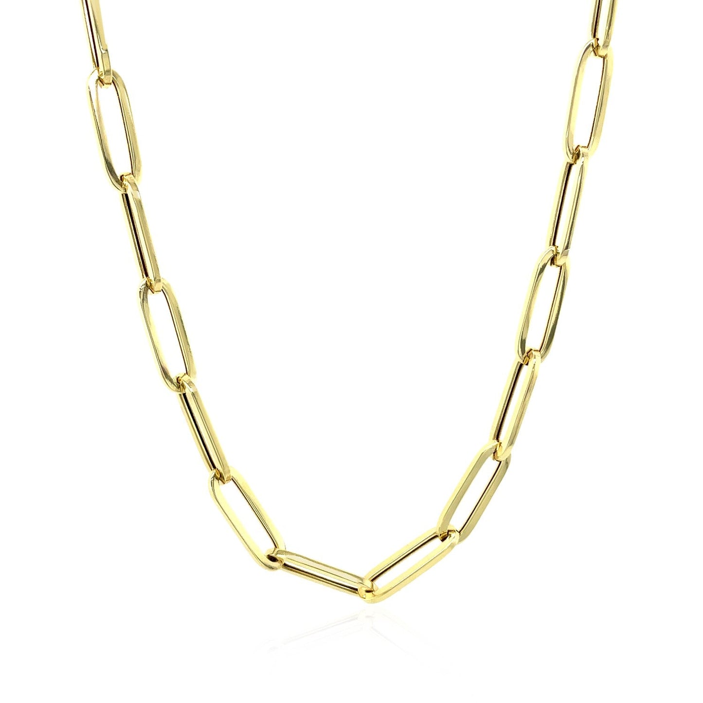 Collar de cadena de papel clip audaz de oro amarillo de 14 quilates