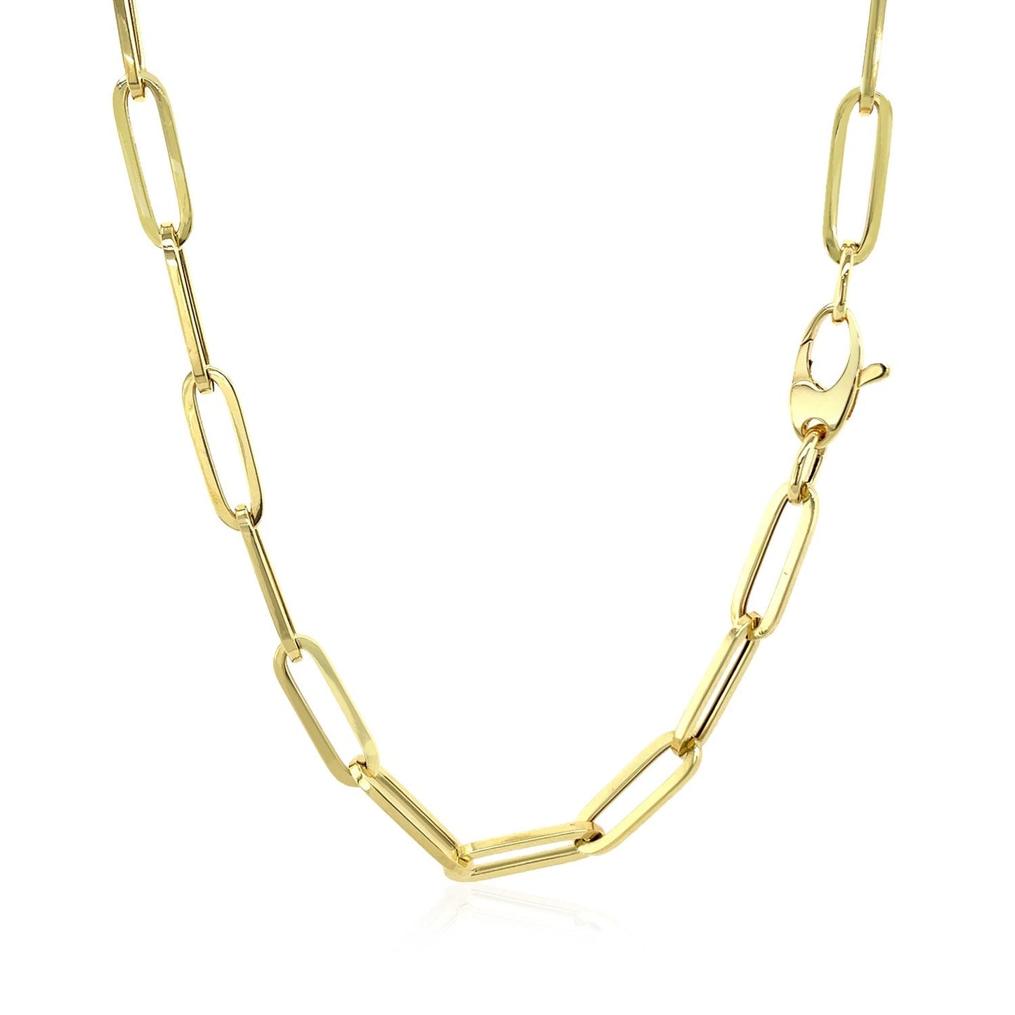 Collar de cadena de papel clip audaz de oro amarillo de 14 quilates